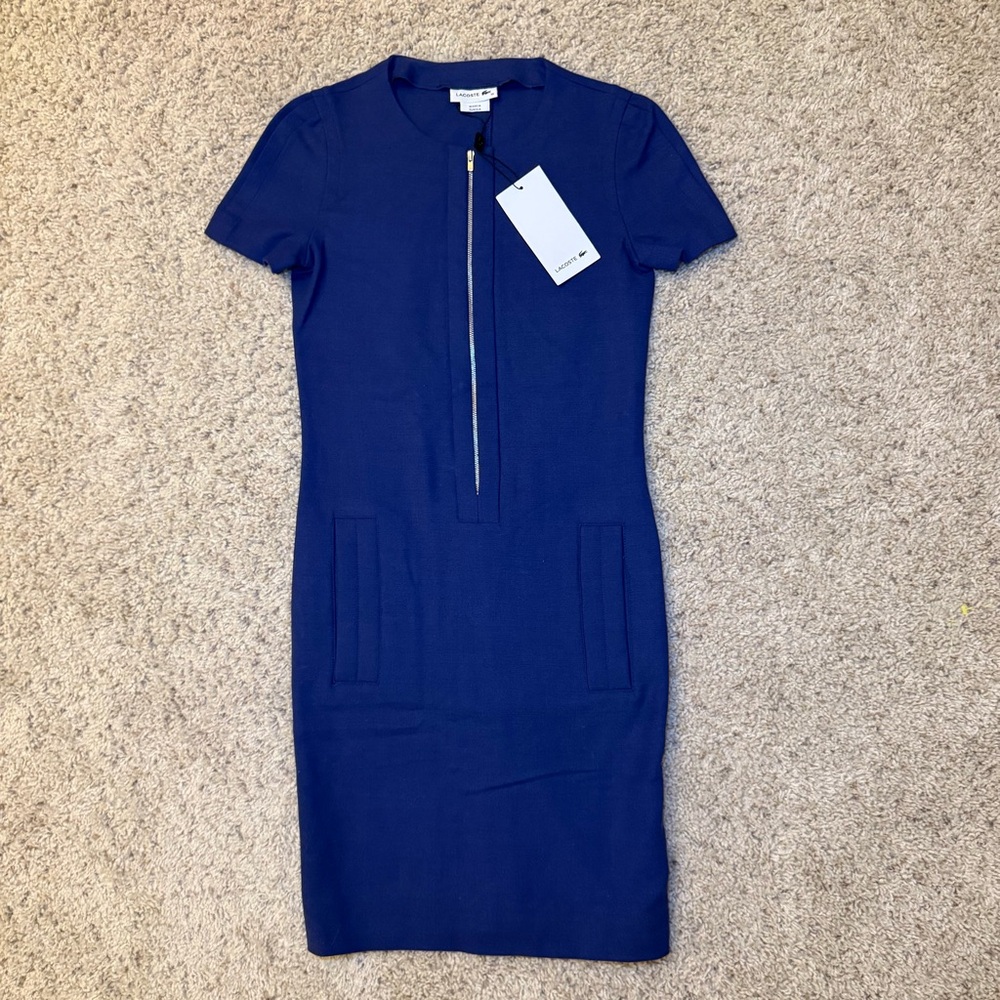 Lacoste Straight Cut Royal Blue Shift Sheath Formal Business Casual Dress XS/32